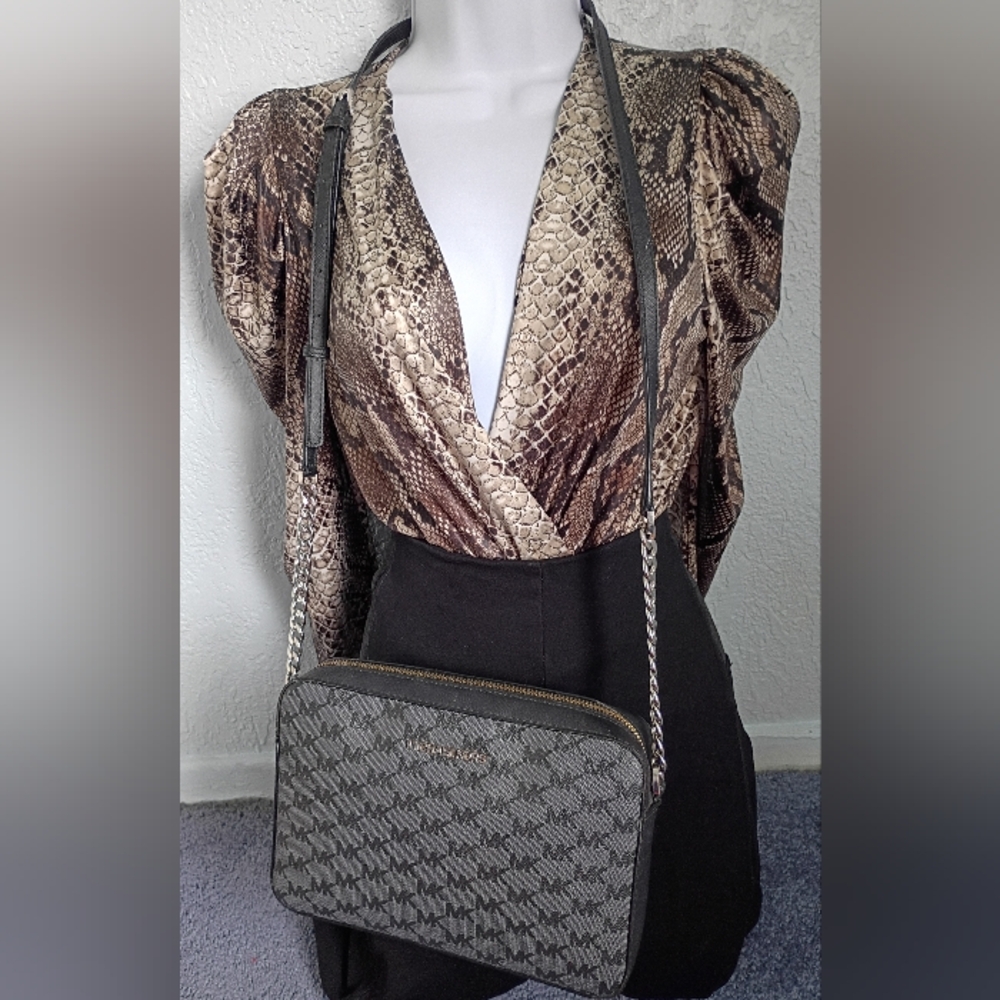 Michael Kors Gray and Black Crossbody Bag